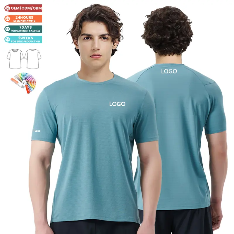 Camiseta masculina de manga curta básica de secagem rápida para homens, camisa fashion regular 2024