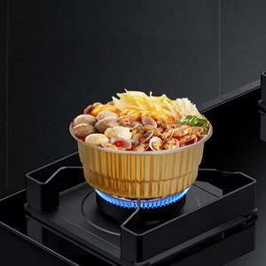 Prix d'usine 1050ml 1400ml Boîte à lunch ronde en aluminium avec revêtement en laque dorée Contenant alimentaire en aluminium pour micro-ondes - Product Image 1