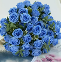 Bouquet de roses artificielles réalistes en plastique de style européen, idéal pour la décoration de mariages et les fournitures décoratives - Vente chaude