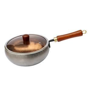 Olla grande de titanio puro con tapa, wok antiadherente hecho a mano para uso en la cocina - Product Image 1