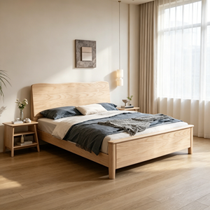 Minimalist <b>Pine</b> Wood Queen <b>Bed</b> Frame with Plywood Panel Design Eco-Friendly Solid Wood <b>Bed</b> - Product Image 2