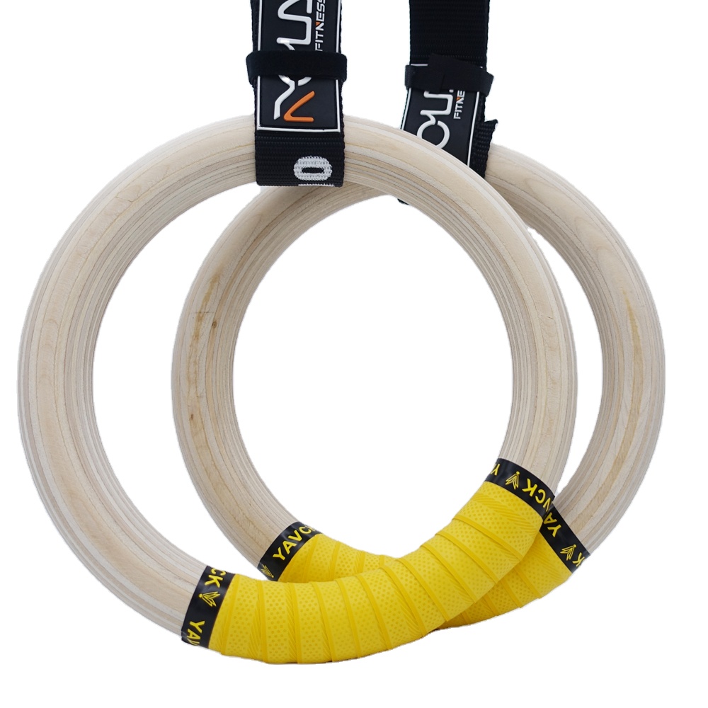 Высокая прочность регулируемый ремень Фитнес кросс-тренинга гимнастические деревянные гимнастическое кольцо