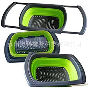 Großes zusammen klappbares PP-und TPR-Rechteck sieb zum Waschen von Obst und Gemüse in der Küche - Product Image 4