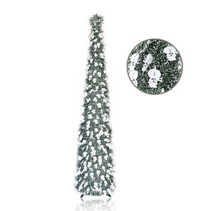 Sapin de Noël artificiel en guirlande argentée de 150 cm avec décoration bonhomme de neige, décoration de Noël mince et élancée pour la maison - Product Image 3