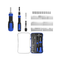 Jeu de tournevis de précision 76-en-1 avec poignée en acier finition chromée, outils de réparation de téléphones portables de qualité professionnelle, personnalisable OEM