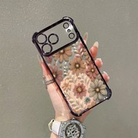 Coque de téléphone portable de luxe avec électroplaqué floral et protection anti-chute aux quatre coins pour iPhone 16 15 14 18 12 17 Pro Max, coque arrière Funda