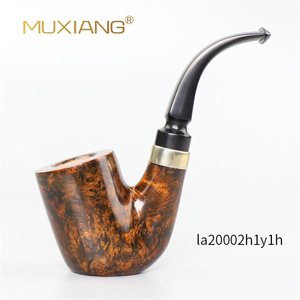 Muxiang Handmade Briarwood Tobacco Pipes Free Style Flame Pattern Solid Wood Smoking Pipe - Product Image 2