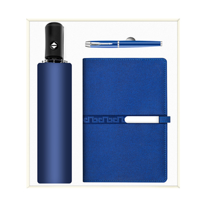New arrival PU leather notebook umbrella and pen box package logo printed luxury business corporate gifts set