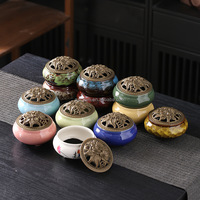 Brûleur d'encens en céramique fait main de style chinois Feng Shui, attrape-cendres, diffuseur d'arômes, tour de diffusion, pot à charbon de bois pour la décoration intérieure