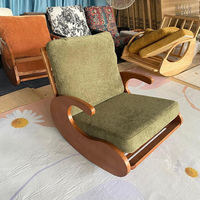 Ensemble de fauteuils à bascule modernes en bois massif, fauteuil inclinable ergonomique rembourré en rotin avec ottoman pour véranda et salle de lecture aux États-Unis