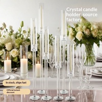 Bougie en cristal de style européen à tête unique, idéale pour dîner romantique, centre de table, avec couvercle en verre coupe-vent réglable, pour mariage