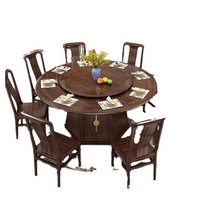 New Chinese Style Round Dining Table Ebony Solid Wood Rotatable For Home Hotel Restaurant - Product Image 2