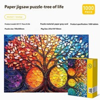 Puzzles en papier personnalisés en gros, 1000 pièces, motif arbre de vie en vitrail, jouets éducatifs, jeux en boîte