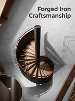 Kupfer-Akzente Wendeltreppe für Luxus-Esszimmer, Villa, Hotel, Apartment, Handgefertigte Schmiedeeiserne Treppe mit Sicherheitsgeländer