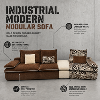 Ensemble de canapés en tissu marron chic, fauteuil d'appoint motif zèbre, ottoman à passepoil contrastant, mobilier de maison, commerce d'import-export en gros