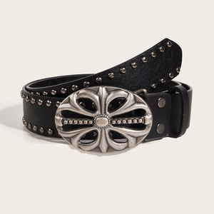 Cintura da Donna JULUN Vintage con Fibbia a Croce Incisa, Cintura Multicolore con <span class=keywords><strong>Borchie</strong></span>, Accessorio Moda Audace <span class=keywords><strong>per</strong></span> Jeans - Product Image 6