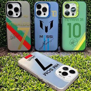 Vente chaude No.7 pour Messi No.8 Laser Star Shell Football Cas pour <span class=keywords><strong>iPhone</strong></span> XR XS <span class=keywords><strong>11</strong></span> 12 13 Mini 14 15 16 <span class=keywords><strong>Pro</strong></span> Max Téléphone Mobile Cas - Product Image 1