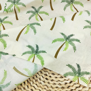 Pohon kelapa kecil lucu dicetak ringan lembut bernapas kain katun 100% untuk garmen anak-anak - Product Image 4