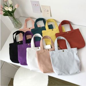 Hand-held <b>Canvas</b> Lunch Box Bag Korean Style Small Handbag Vintage Candy Color <b>Tote</b> Bag for Daily Use - Product Image 1