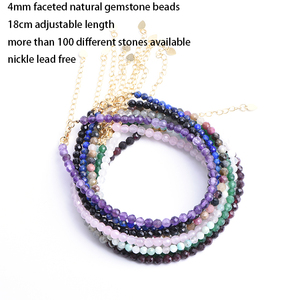 4mm Natural Esmeralda Rubí Zafiro Ópalo Amatista Pequeña Piedra preciosa delicada Piedra preciosa Cuentas Pulsera delicada Joyería <span class=keywords><strong>AAA</strong></span> Venta al por mayor - Product Image 2
