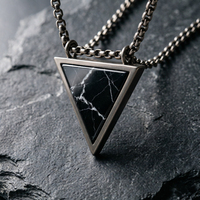 Ensemble de colliers pour hommes en acier inoxydable et marbre, pendentifs géométriques hexagonaux et boucliers, bijoux de mode durables et résistants à la rouille