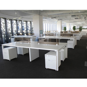Postes de travail modulaires modernes et ouverts <span class=keywords><strong>pour</strong></span> 4 personnes, cloisons de bureau <span class=keywords><strong>en</strong></span> mélamine de niveau E0, pieds réglables, hôpital, atelier - Product Image 1