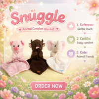 Ensemble de couvertures de sécurité en peluche super douce en coton PP, jouet en peluche en forme de cochon, vache, éléphant pour bébé et enfant, cadeau