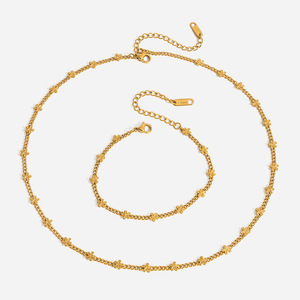 Flower Necklace And <b>Bracelet</b> <b>Set</b> Stainless Steel Gold Plated Daily Wear Gift Jewelry For Women - Product Image 1