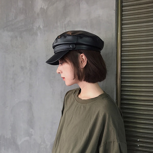 Femmes PU cuir haut plat béret pêcheur grec <span class=keywords><strong>marin</strong></span> violon chapeau casquette gavroche paperboy peintre casquette béret chapeau - Product Image 5