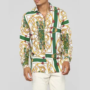 Haiwaii 여름 남성 버튼 업 남성용 캐주얼 셔츠 모든 디지털 인쇄 꽃 체인 Viscose 셔츠 Chemise Homme