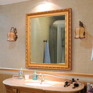 European Style Framed Bathroom <b>Mirror</b> <b>Rectangle</b> <b>Wall</b> Mounted Traditional Design Plastic Glass Surface - Product Image 2