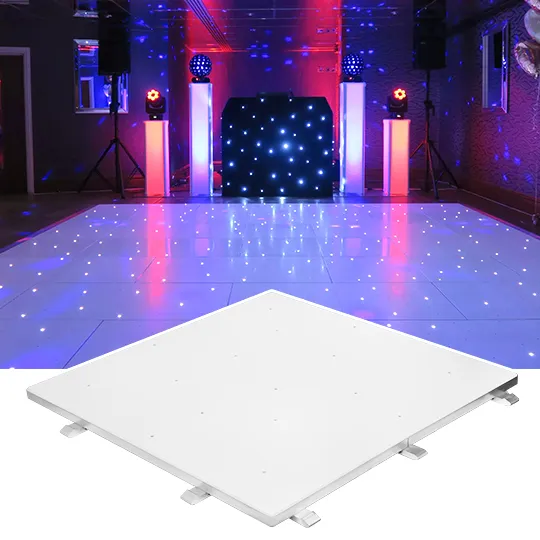 Pista de baile LED para boda, luces blancas luminosas para escenario, pista de baile LED negra iluminada por estrellas