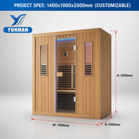 Sauna Inframerah Modern 3 Orang untuk Luar Ruangan, Terapi Warna Spektrum Penuh, Uap Kering, Kayu Hemlock Solid, Model Berdiri Bebas untuk Gym