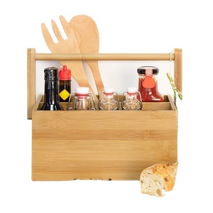 Eco-friendly Natural <b>Kitchen</b> <b>Storage</b> Box Spice Rack Bamboo <b>Storage</b> Box With Handle - Product Image 3