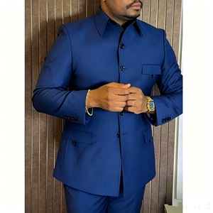Completo da <span class=keywords><strong>Uomo</strong></span> Grigio Scuro Safari per Affari, Elegante <span class=keywords><strong>Blazer</strong></span> Monopetto a 2 Pezzi con Giacca e Pantaloni, Lunghezza Regolare - Product Image 3