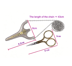 Tijeras de Costura <span class=keywords><strong>Chatelaine</strong></span> con Funda Repujada, Tijeras de Bordado Portátiles Chapadas en Oro con Collar, Regalo para Amantes de las Manualidades - Product Image 6
