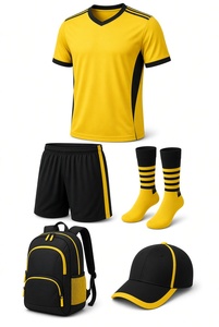 Pink Black Soccer Jersey Kit With Shorts <b>Socks</b> Backpack And Cap Unisex Adult All Season Athletic Wear - Product Image 3