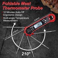 Termometer daging plastik lipat Digital LCD, pengukur suhu memasak di dapur & rumah tangga, tampilan temperatur makanan, termometer BBQ
