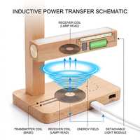 Lampe de table LED magnétique moderne avec chargeur sans fil alimenté par batterie, veilleuse de chevet pour chambre à coucher, bureau d'étude