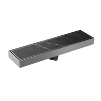 Drain de douche linéaire moderne anti-odeur 30x8cm, finition gris brossé, acier inoxydable 304, insert de carrelage, drain de sol dissimulé pour salle de bain