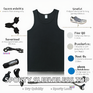 Vêtements de sport d'été, design ample, t-shirt sans manches, respirant, tricoté, veste de sport, étiquette privée personnalisée, vêtements de travail - Product Image 3