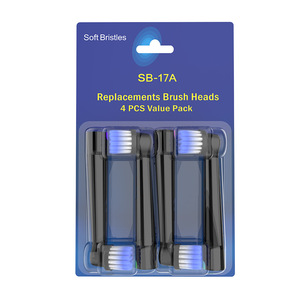 Cabezales de repuesto para cepillo de dientes eléctrico Oral-B compatibles con cerdas suaves SB-17A para adultos, blanco y negro, paquete de 4 - Product Image 3