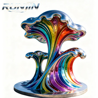 Sculpture moderne abstraite multicolore en acier inoxydable soudé pour la décoration de jardins et de places en extérieur