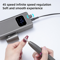 Lime à ongles électrique portable haute vitesse 45000 tr/min, perceuse à ongles rechargeable pour le retrait du gel acrylique et le polissage