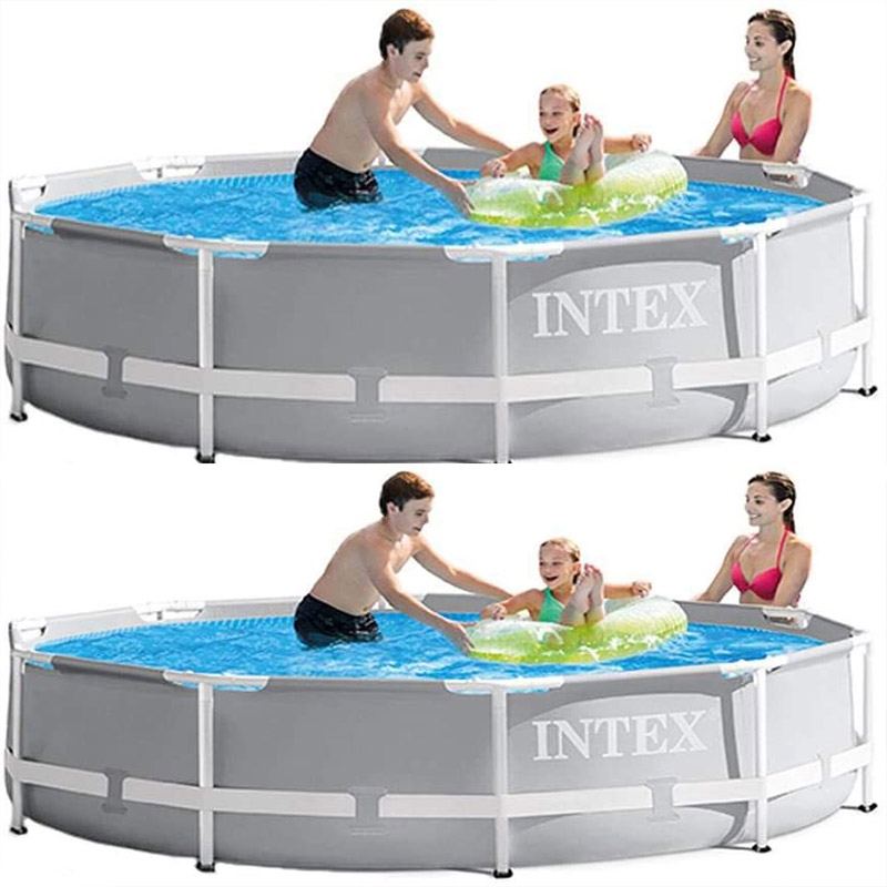 Бассейн с металлической рамой Intex 26712 NP, 12X30 дюймов, 220-240 В, семейный Круглый стальной наземный круглый бассейн с рамой 26712