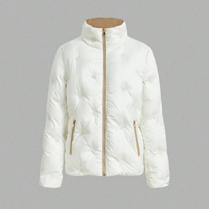 <span class=keywords><strong>Piumino</strong></span> Donna Donna <span class=keywords><strong>Piumino</strong></span> Donna con collo alto Beige a manica lunga ricamato paillettes - Product Image 4