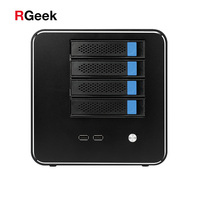 RGeek Custom NAS04B Mini PC industriel Mini-ITX Ordinateur ITX Nas 4 baies 3,5 pouces HDD Serveur de stockage en nuage J1900