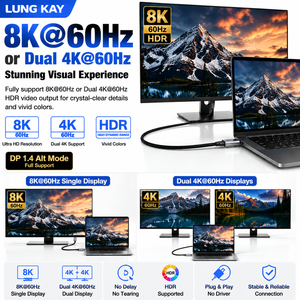 Cable USB4 LUNG KAY 240W PD 3.1, Transferencia de Datos de 40 Gbps, Video 8K a 60 Hz, Tipo C a C, Cable Trenzado Compatible con Thunderbolt 4 - Product Image 2