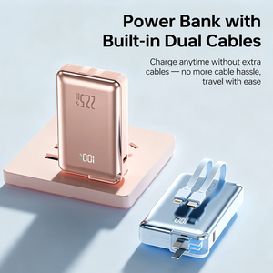 Batterie externe tendance avec prise CA pliable, câbles de charge doubles intégrés, charge rapide 22,5 W - Product Image 5