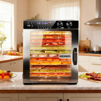 Premium 1100W Eco-vriendelijke huishoudelijke voedseldroger met 12-laags roestvrijstalen bakjes, 5 aangepaste standen, 48 uur timer, 86-194°F